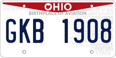 OH license plate GKB1908