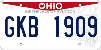 OH license plate GKB1909