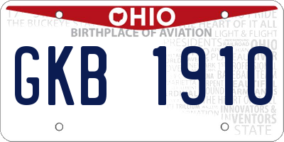 OH license plate GKB1910