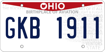 OH license plate GKB1911