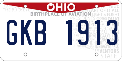 OH license plate GKB1913