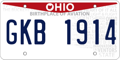 OH license plate GKB1914