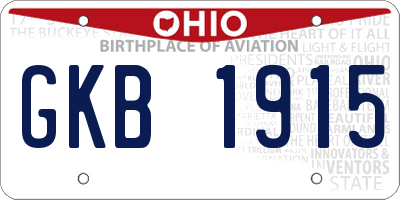 OH license plate GKB1915