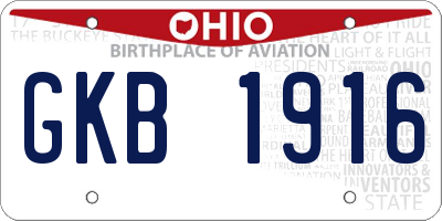 OH license plate GKB1916