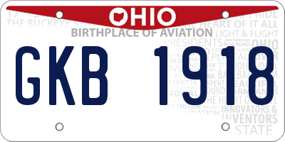 OH license plate GKB1918