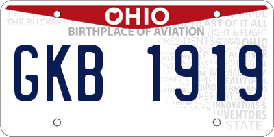 OH license plate GKB1919