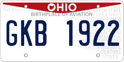OH license plate GKB1922