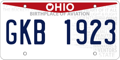 OH license plate GKB1923