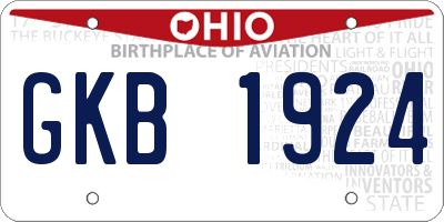 OH license plate GKB1924