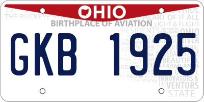 OH license plate GKB1925
