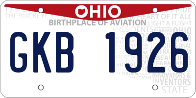 OH license plate GKB1926