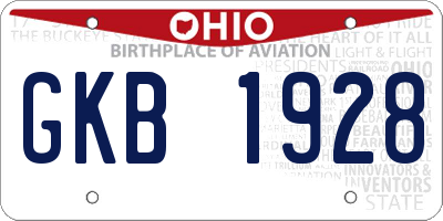 OH license plate GKB1928