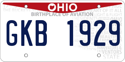 OH license plate GKB1929