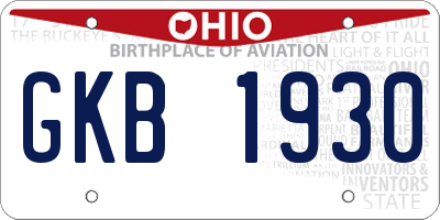 OH license plate GKB1930