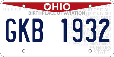 OH license plate GKB1932
