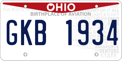 OH license plate GKB1934