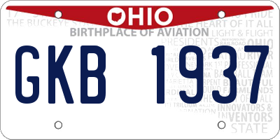 OH license plate GKB1937