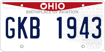 OH license plate GKB1943