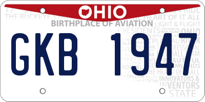 OH license plate GKB1947