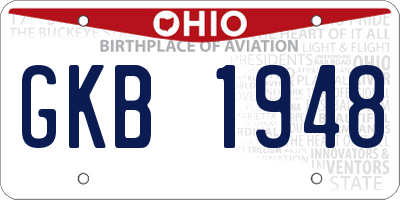 OH license plate GKB1948