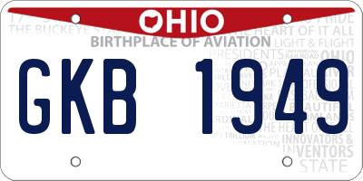 OH license plate GKB1949
