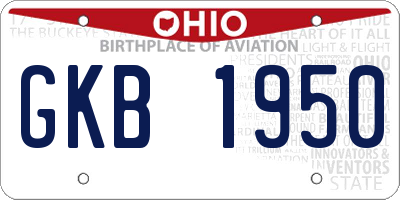 OH license plate GKB1950