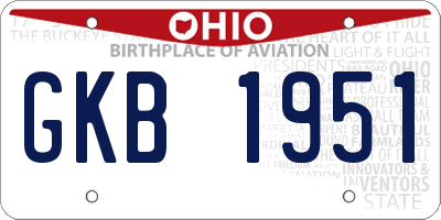 OH license plate GKB1951