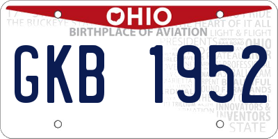 OH license plate GKB1952