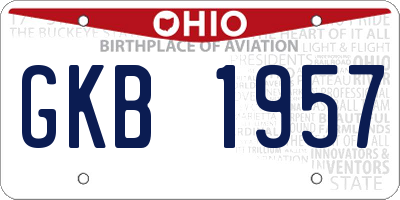OH license plate GKB1957