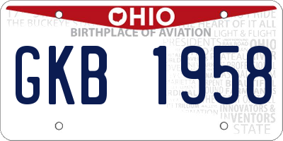 OH license plate GKB1958