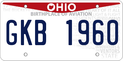 OH license plate GKB1960