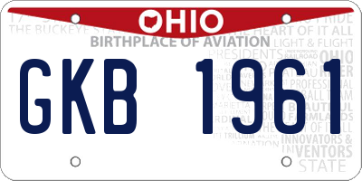 OH license plate GKB1961