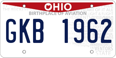 OH license plate GKB1962