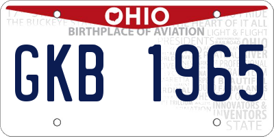 OH license plate GKB1965