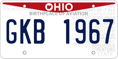 OH license plate GKB1967