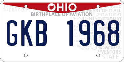 OH license plate GKB1968