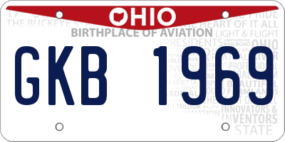 OH license plate GKB1969