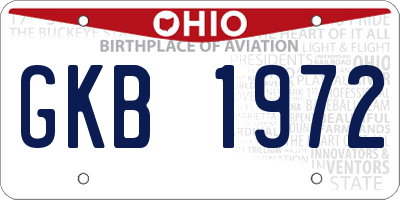 OH license plate GKB1972