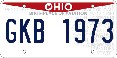 OH license plate GKB1973