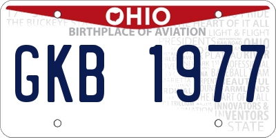 OH license plate GKB1977