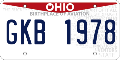 OH license plate GKB1978