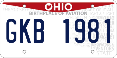 OH license plate GKB1981