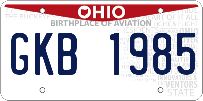 OH license plate GKB1985