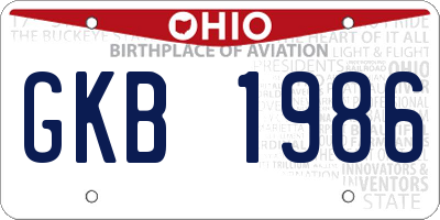 OH license plate GKB1986