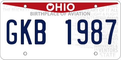 OH license plate GKB1987