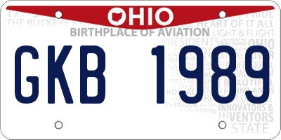 OH license plate GKB1989