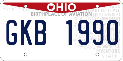 OH license plate GKB1990