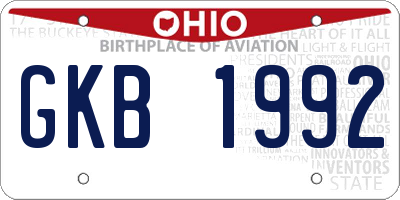 OH license plate GKB1992