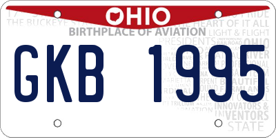 OH license plate GKB1995