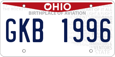 OH license plate GKB1996